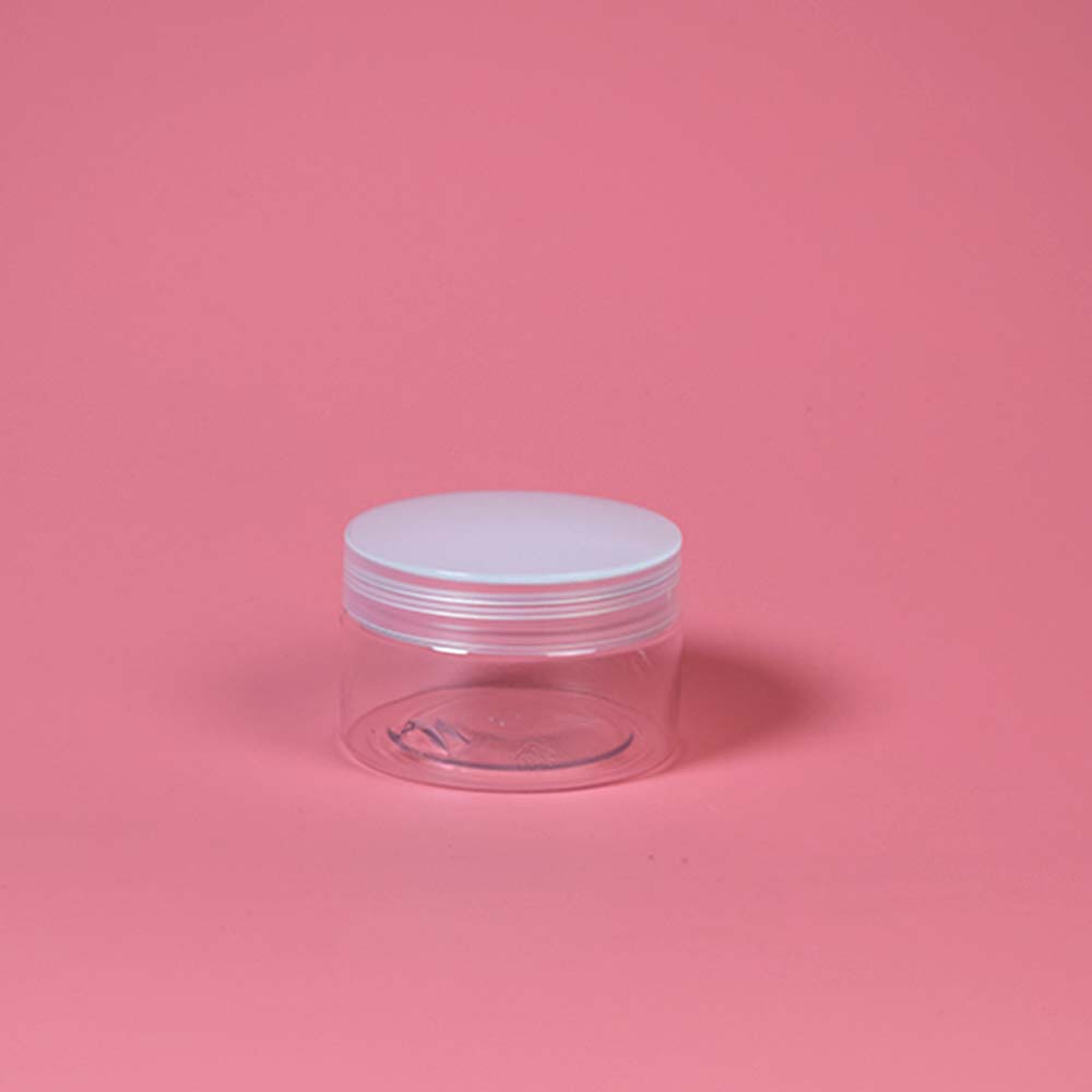 علبة بلاستيك شفاف مع غطاء شفاف حجم 100مل 100ml PET cylinder jar with ...