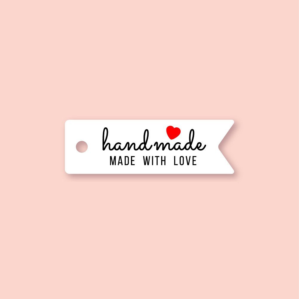 بطاقات تعليق "Hand Made" "تاج" Tag – لمسة احترافية لمنتجاتك اليدوية 100بطاقة - ابيض
